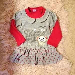 TODDLER LONG SLEEVED TEDDY BEAR DRESS FROM ITALY 24 M